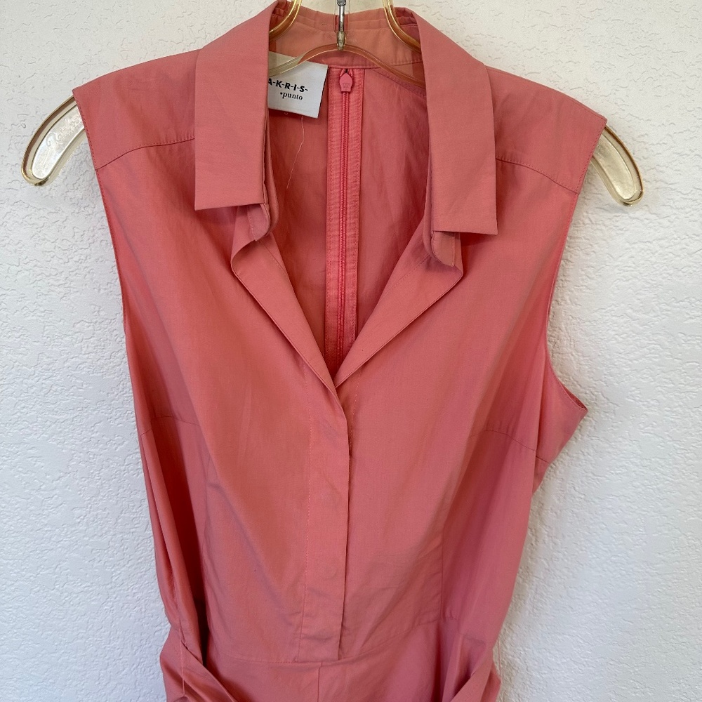 Akris Punto Belted Midi Dress, Coral, Size 6 - Picture 3 of 9